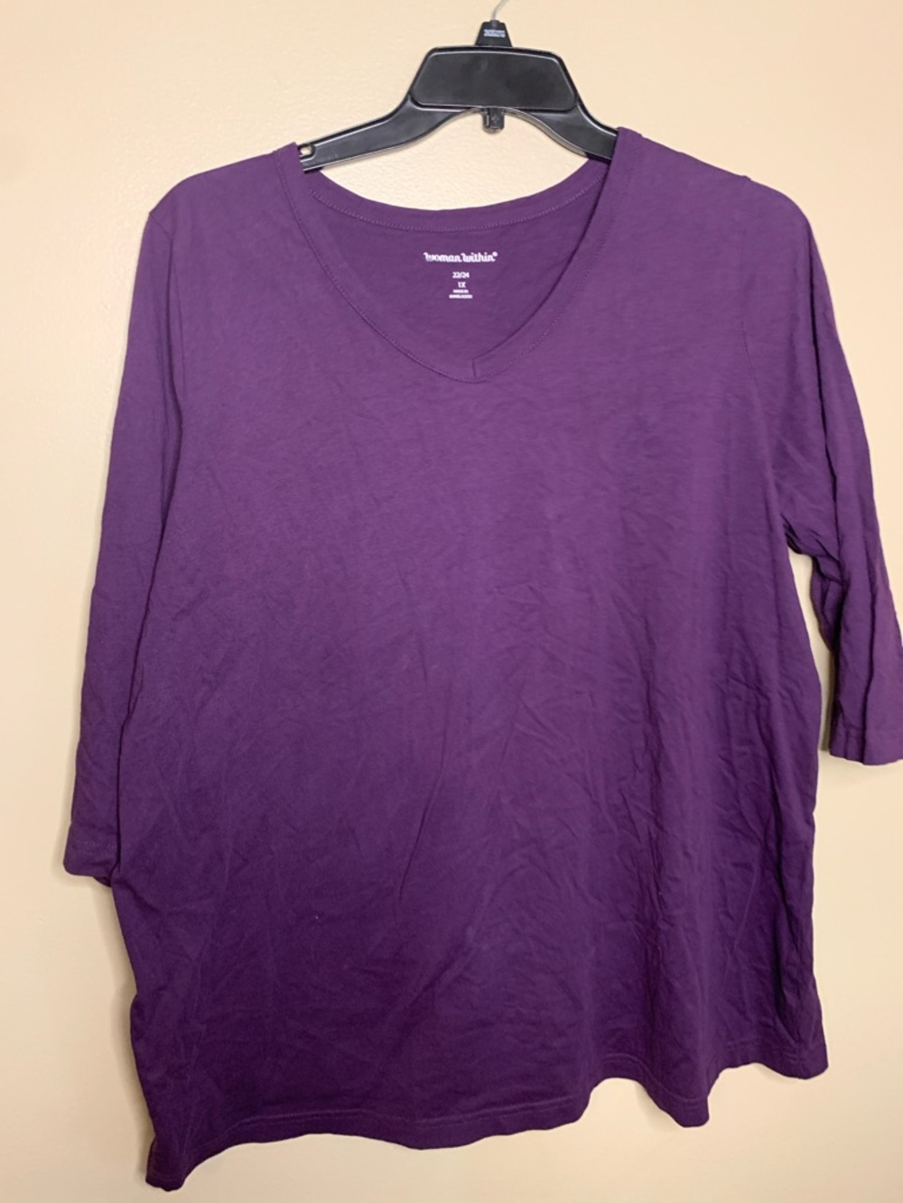 Woman Within Deep Purple V-Neck Long Sleeve Tee